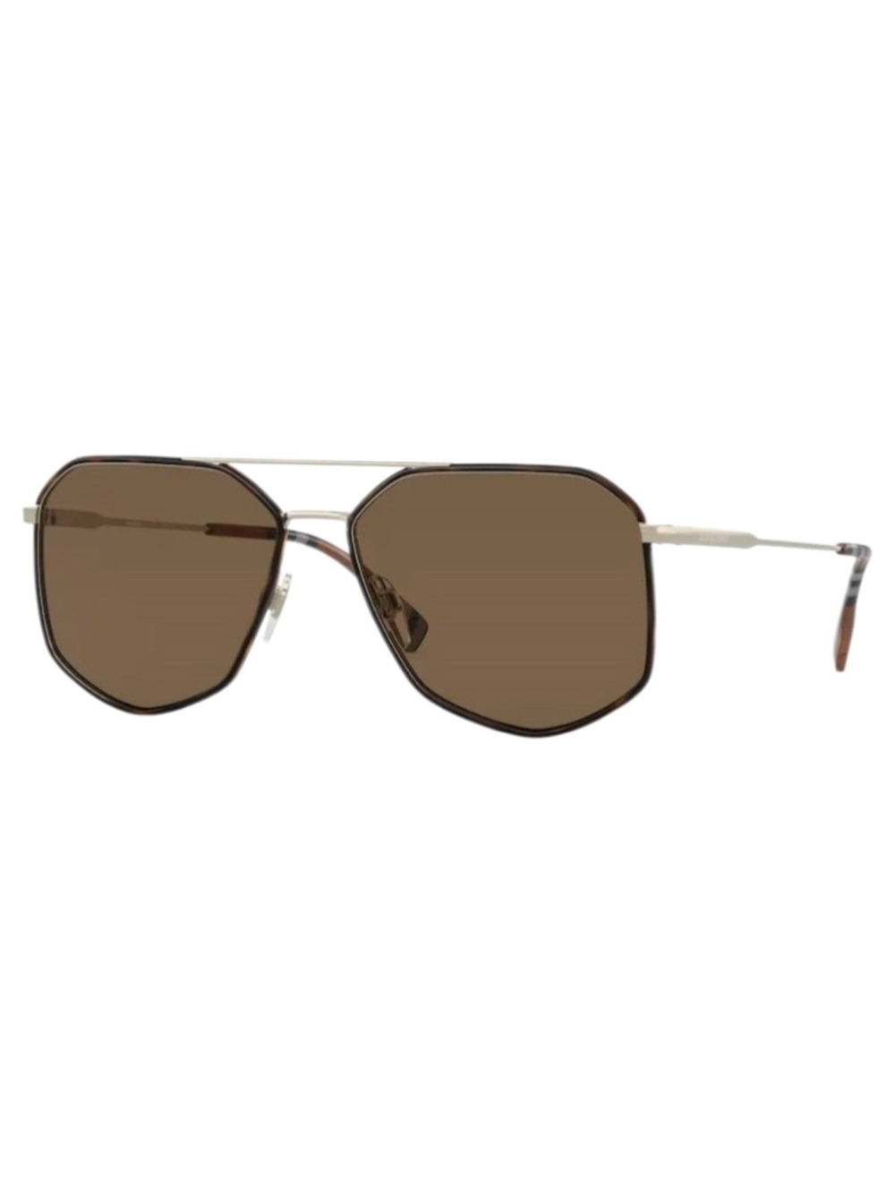 Burberry Geometric Brown Lens Silver Frame Sunglasses
